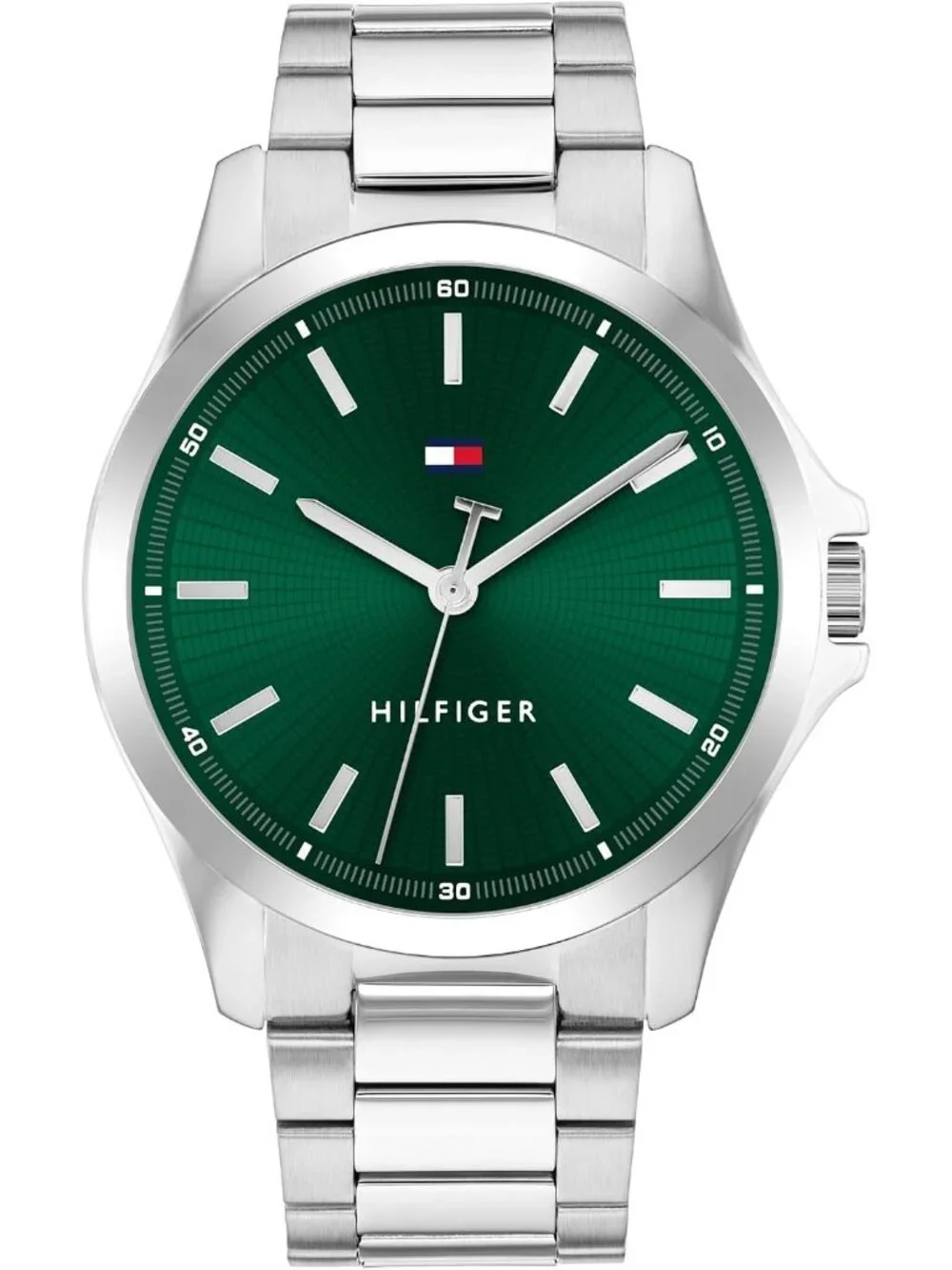 Women's Silver Green Stainless Steel Bracelet Stylish 3H Quartz Wrist Watch